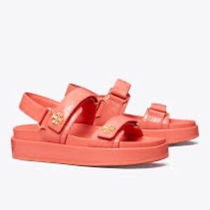 NIB Tory Burch KIRA Sport Chunky Platform Sandals CORAL -